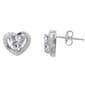 Sterling Silver CZ Heart in Heart Stud Earrings - image 1