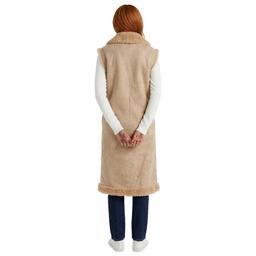 Womens Modena Faux Curly Faux Lamb Long Vest with Belt