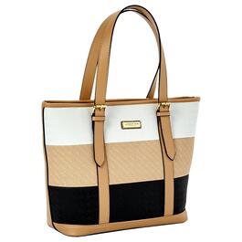 London Fog River Woven Embossed Tote - Tri Color