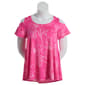 Womens C''est La Vie Short Sleeve Cold Shoulder Pattern Top-Pink - image 1