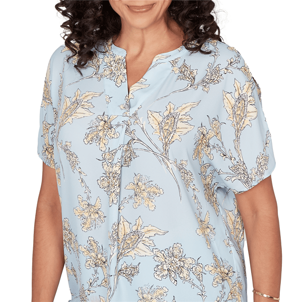 Petite Emaline Limoncello Sunrise Cold Shoulder Floral Blouse