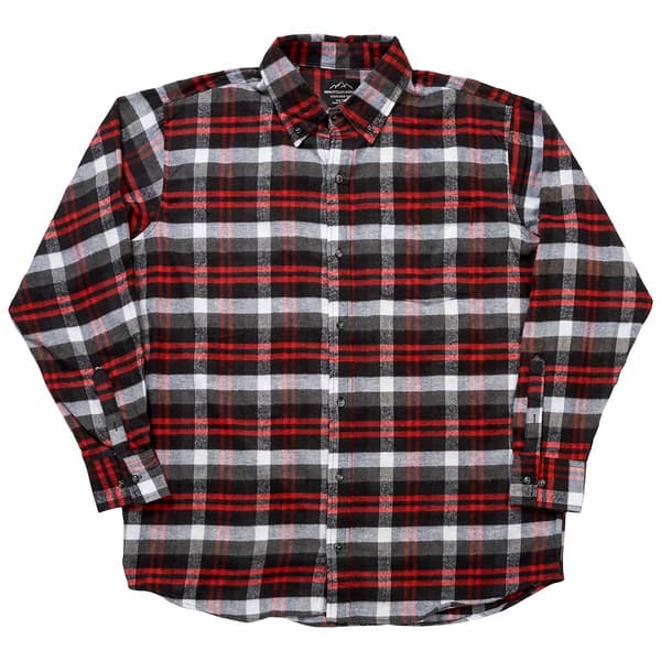 Mens Big &amp; Tall Mountain Ridge(R) Flannel Shirt - Red/Black/White - image 