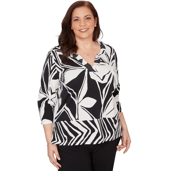 Plus Size Alfred Dunner Crowd Pleaser Dramatic Abstract Floral S