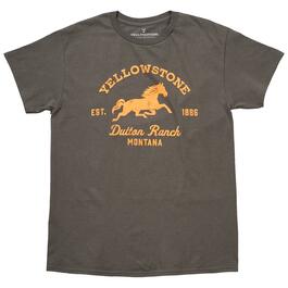 Young Mens Yellowstone Dutton Ranch Graphic Tee - Charcoal