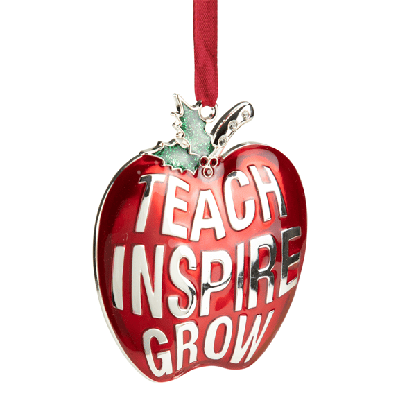Northlight Red Silver Plated Apple Teacher Christmas Ornament