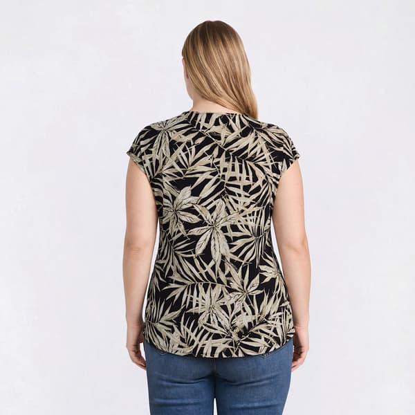 Plus Size Kasper Extend Shoulder Leaf Tie Front Blouse
