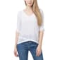 Womens NY Collection Ruched Elbow Sleeve V Neck Hacci Blouse - image 1