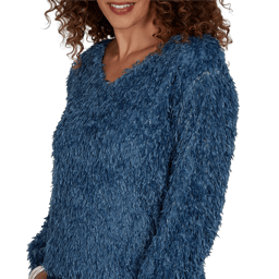 Petite Skye’s the Limit Icy Blue Sparkle Feather Sweater
