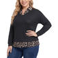 Plus Size NY Collection Long Sleeve Solid Hacchi 2Fer W/ Animal - image 1
