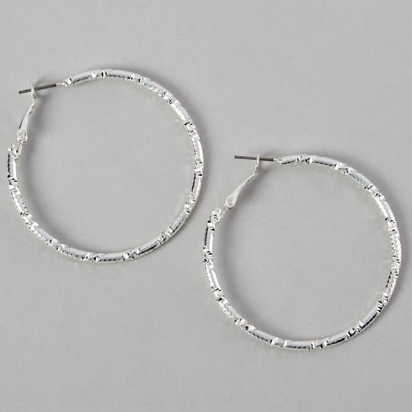 Design Collection Gold Diamond Cut Clutch Hoop Earrings - image 