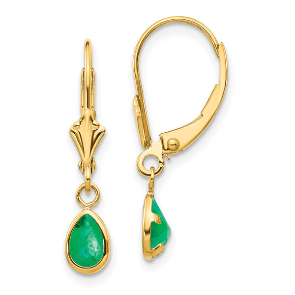 Gemstone Classics&#40;tm&#41; 14kt. Gold Emerald Dangle Earrings - image 