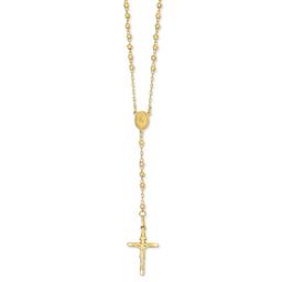Gold Classics(tm) Diamond Cut Beaded Rosary Y-Necklace