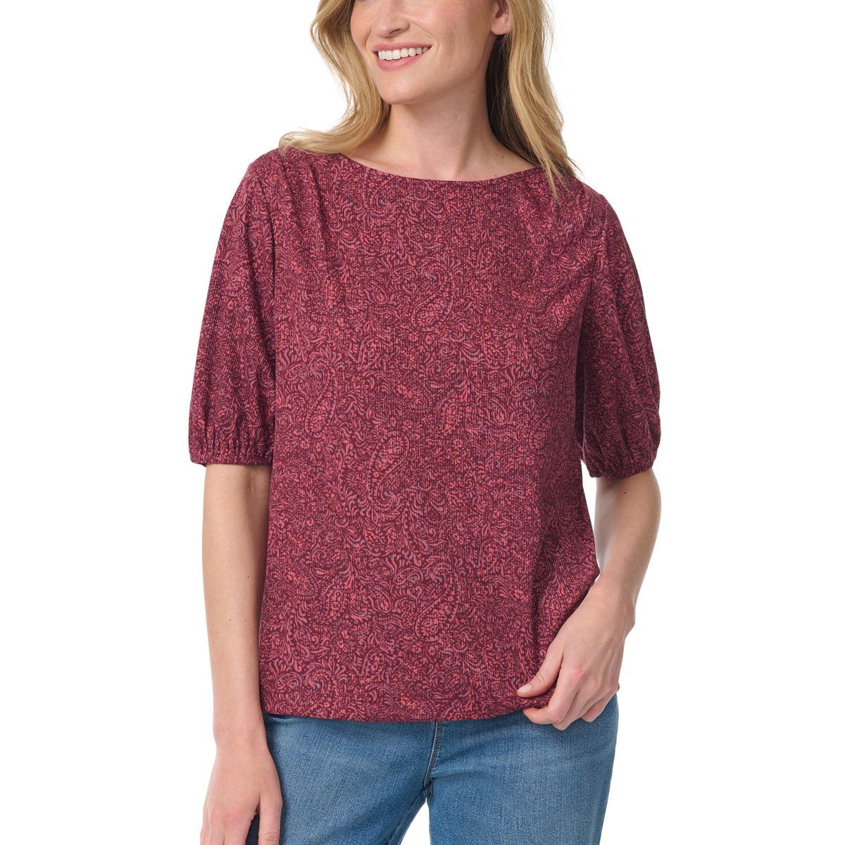 Plus Size Gloria Vanderbilt Tyler Elbow Sleeve Paisley Blouse
