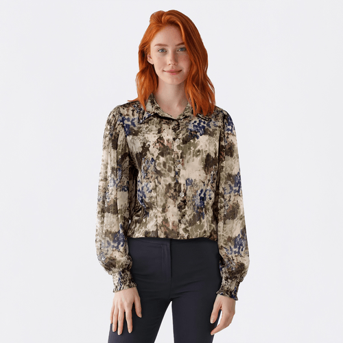 Juniors A. Byer Long Sleeve Lurex Button Up Collar Blouse