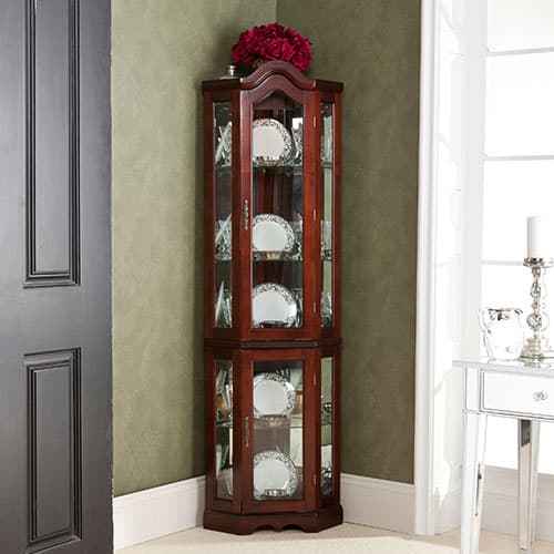 Southern Enterprises Lighted Corner Curio Cabinet - image 