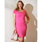 Womens Vivid Aura Cap Sleeve Solid Grid Sheath Dress - image 1