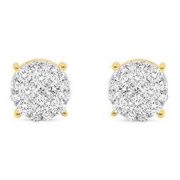 Nova Star® Gold Plated Lab Grown Diamond Cluster Stud Earrings