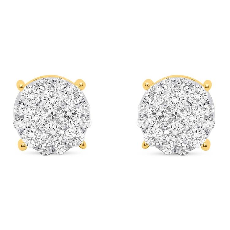 Nova Star® Gold Plated Lab Grown Diamond Cluster Stud Earrings