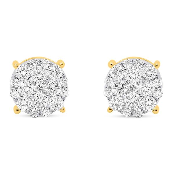 Nova Star® Gold Plated Lab Grown Diamond Cluster Stud Earrings