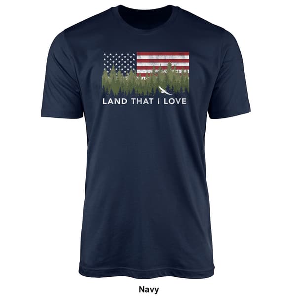 Mens Home of the Brave Short Sleeve Forest Flag Graphic Tee - image 