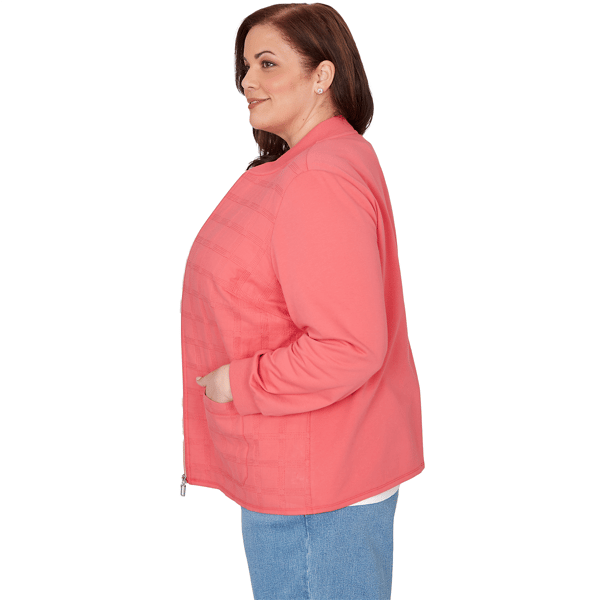 Plus Size Alfred Dunner Austin Quilted Knit Zip Front Jacket