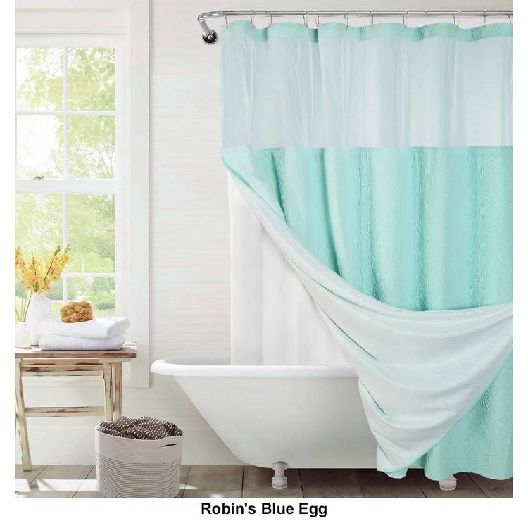 Awesome Home Starburst Crinkle Snap-In Liner Shower Curtain