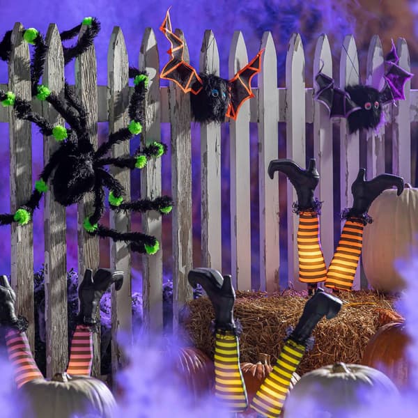 Evergreen Orange & Green Spider Hanging Decor Set of 2