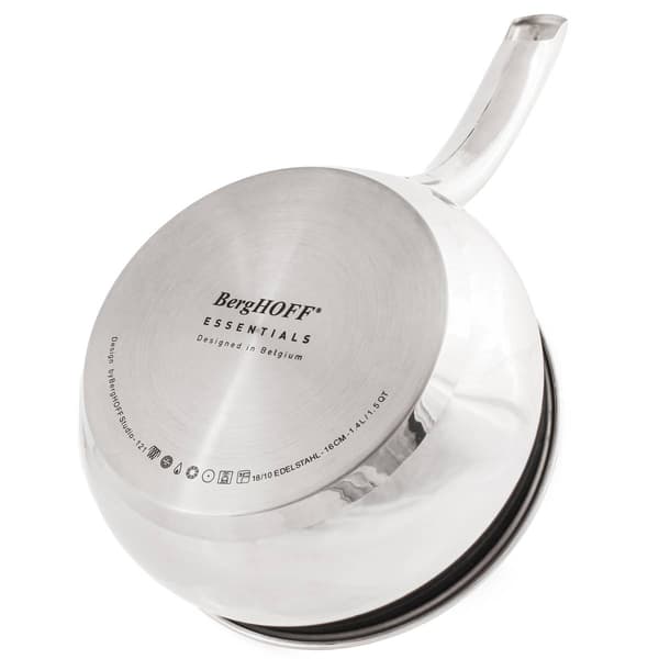 BergHOFF Belly Shape Stainless Steel 6.25in Saucepan w/ Glass Lid