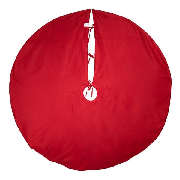 Kurt S. Adler 60in. Red Tree Skirt with Green Embroidered Trees