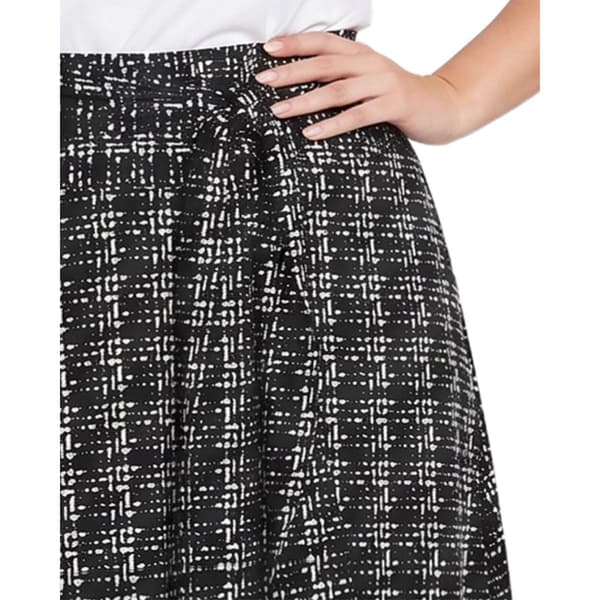 Plus Size NY Collection Tie Waist Weave Plaid Maxi Skirt