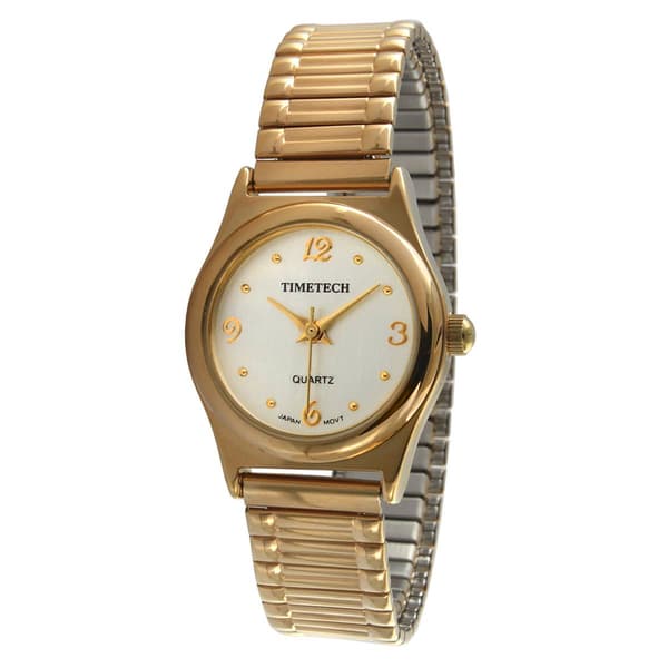 Womens TIMETECH 14kt. Gold Plated Stretch Bracelet Watch - 2682L - image 