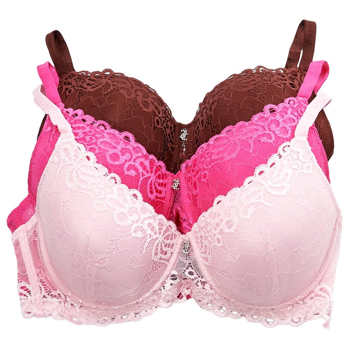 Open Video Modal for Juniors Juicy Couture 3pk. Push Up Bras with Charm - JC4162-3PKBV