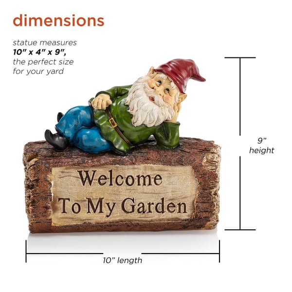 Alpine "Welcome to My Garden" Sign Gnome Statue