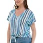 Petite Zac & Rachel Short Sleeve Stripe Button Front Blouse - image 4