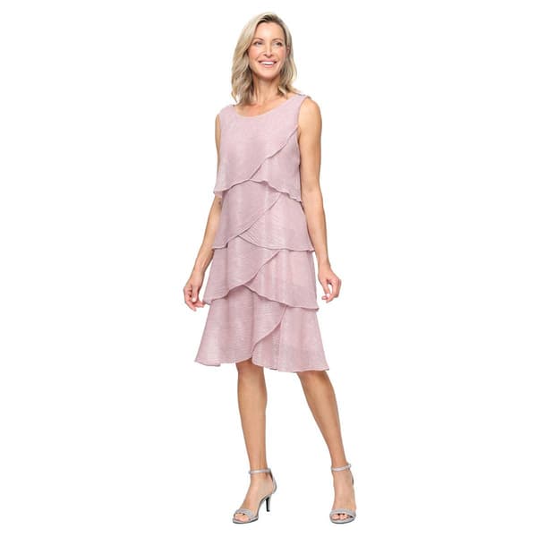 Petite SLNY Sleeveless Shimmer Tier Dress