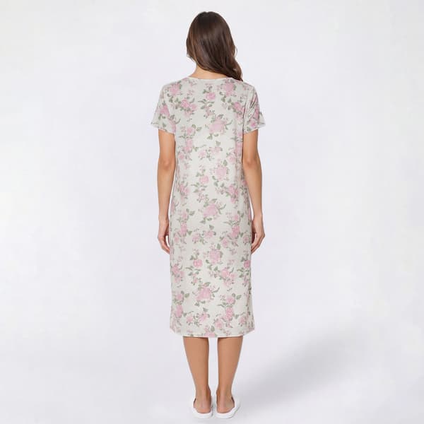 Womens Laura Ashley® Short Sleeve Floral Lace Henley Nightgown