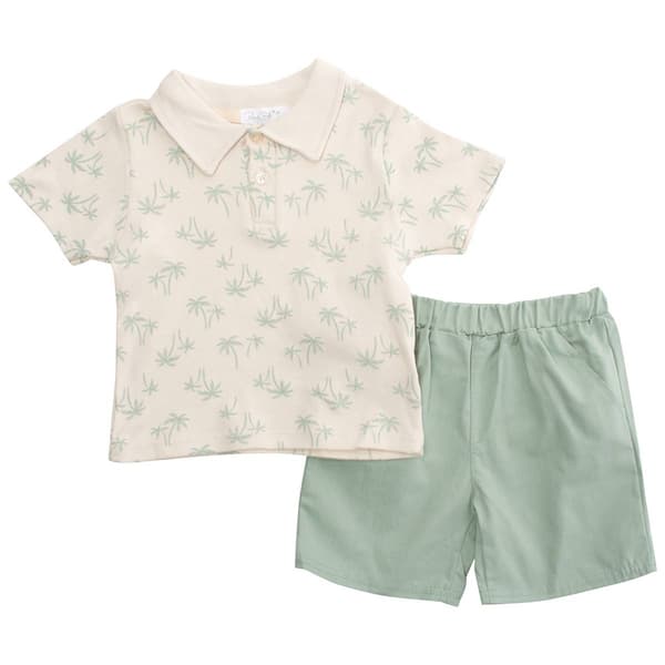 Toddler Boy Ren&#233; Rof&#233;&#174; Palm Tree Polo & Woven Shorts