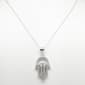 Sterling Silver Diamond Simulate Hamsa Hand Pendant Necklace - image 1