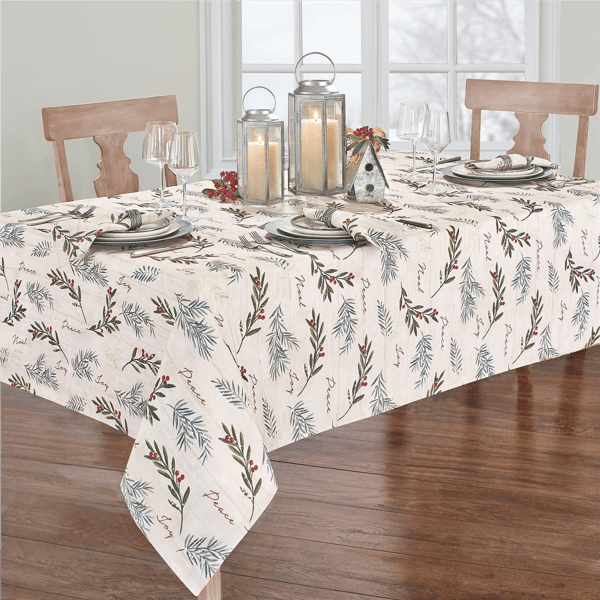 Threadmade Holiday Tree Trimmings Tablecloth