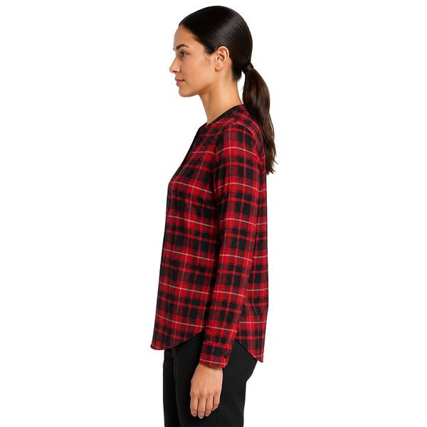 Womens Zac & Rachel Long Sleeve Red Plaid 1/2 Button Blouse