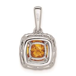 Pure Fire 14k White Gold Lab Grown Diamond & Citrine Halo Pendant