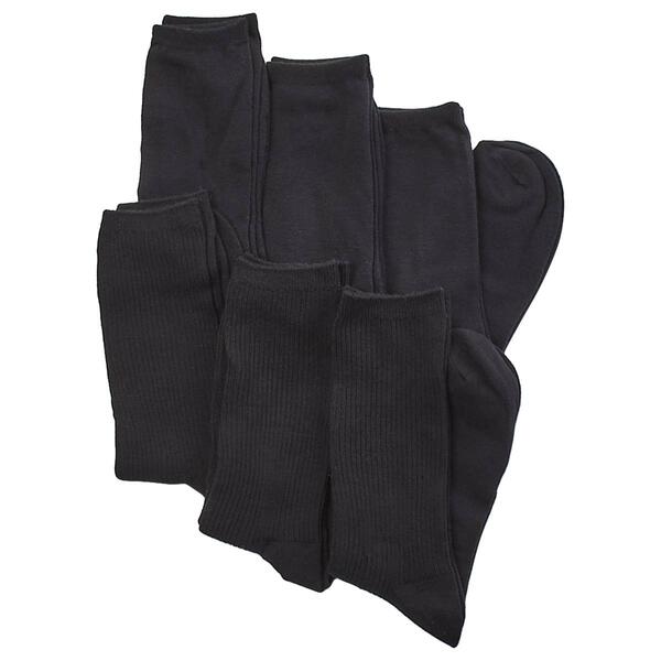 Womens Cuddl Duds 6pk. Flat Knit Crew Socks - Black - image 