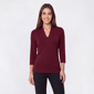 Womens Hasting & Smith 3/4 Sleeve Seamed Front V-Neck Tee - image 1