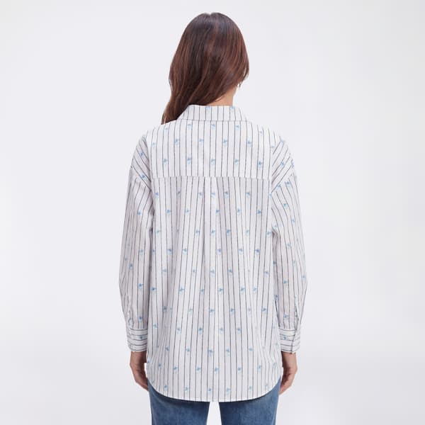 Womens LANDS’ END® Floral Stripe Point Collar Button Down