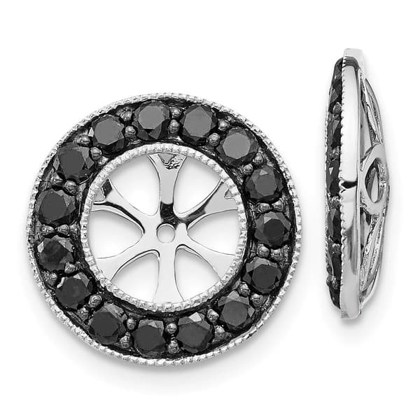 Diamond Classics&#40;tm&#41; White Gold Black Stud Earring Jackets - image 