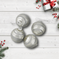 Northlight 4ct. Silver Stripes Christmas Shiny Glass Ornaments - image 3