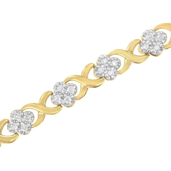 Diamond Classics&#8482; 10kt. Gold Flower Cluster Tennis Bracelet