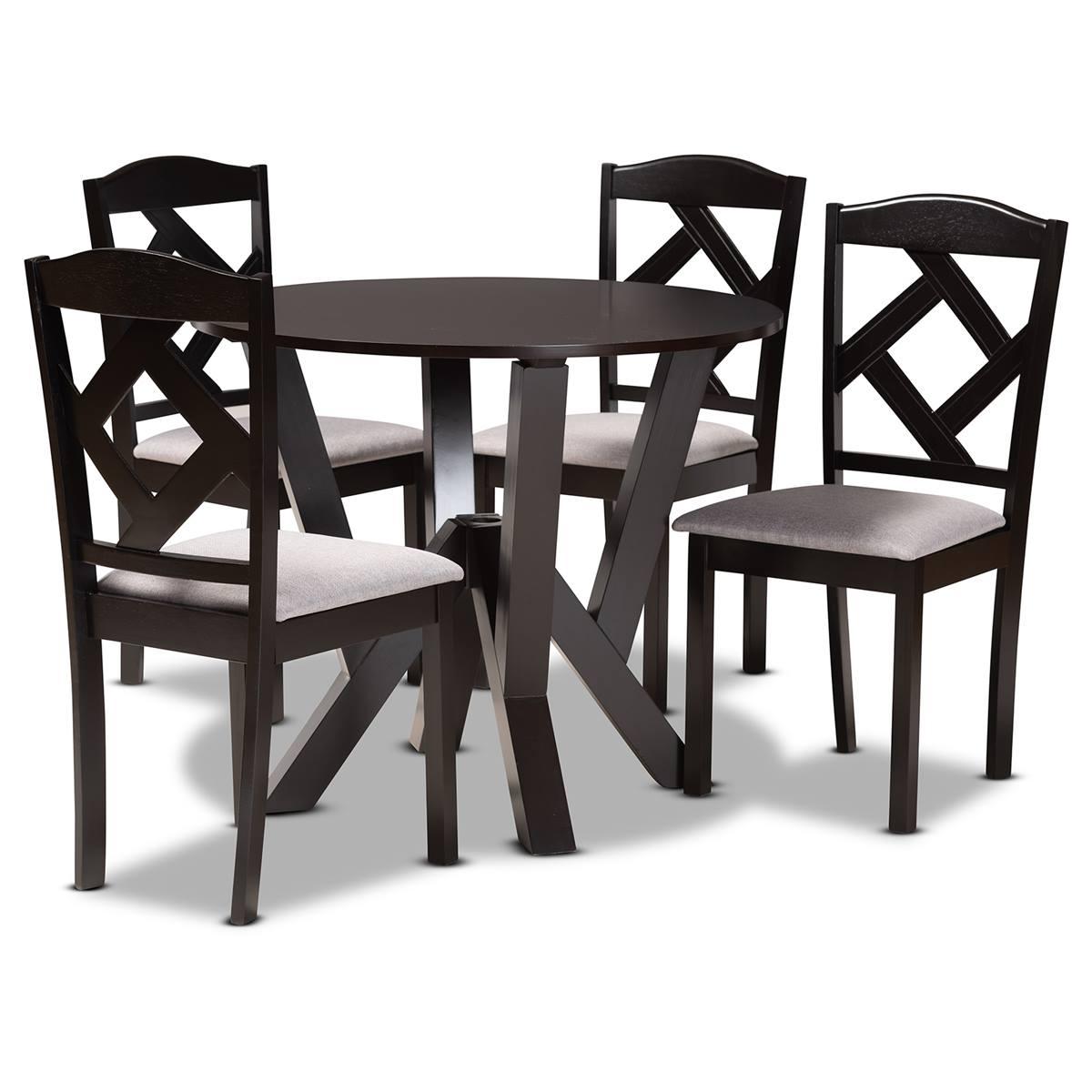 Baxton Studio Riona Modern Dark Brown Wood 5pc. Dining Set