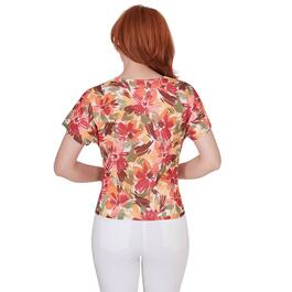 Plus Size Hearts of Palm A Touch of Tropical Floral Slub Blouse