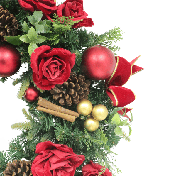 Puleo International Pre-Lit Red Adorned Christmas Wreath